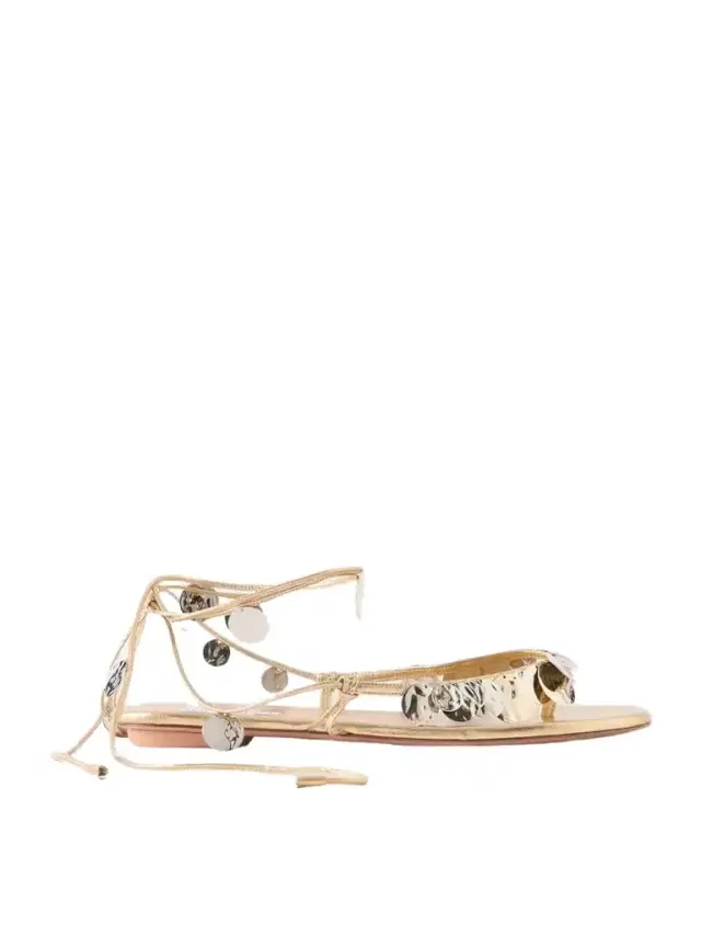 Aquazzura Florin Embellished Leather Thong Sandals