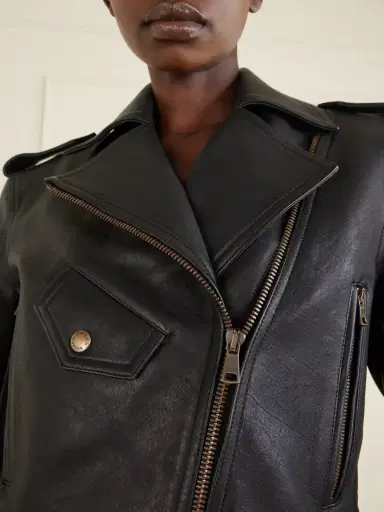 Balmain Cropped Belted Leather Biker Jacket | Thumbnail 5 Balmain Cropped Belted Leather Biker Jacket | Thumbnail 5