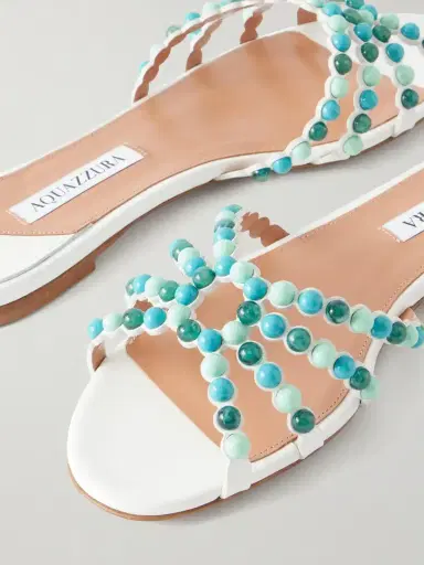 Aquazzura Gemma Embellished Leather Sandals | Thumbnail 5