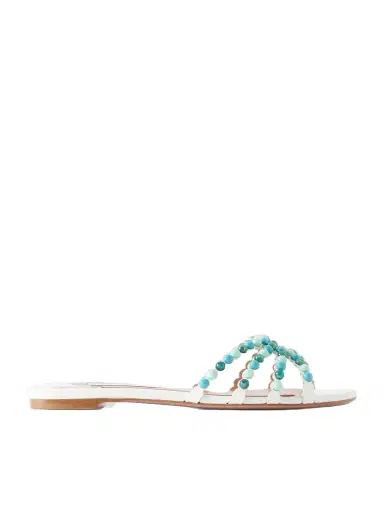 Aquazzura Gemma Embellished Leather Sandals | Thumbnail 1