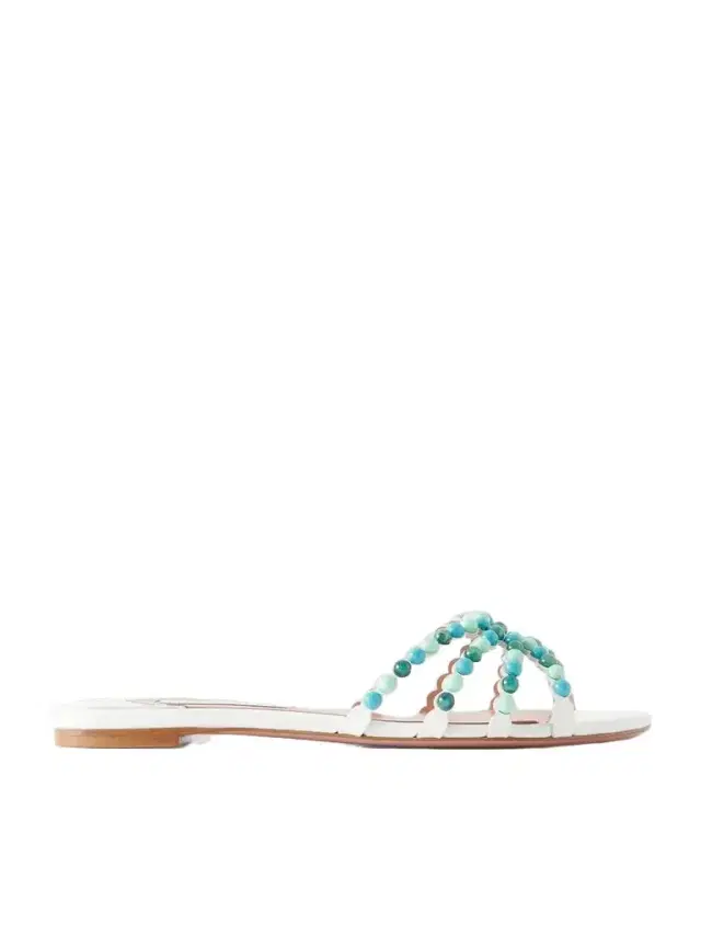 Aquazzura Gemma Embellished Leather Sandals