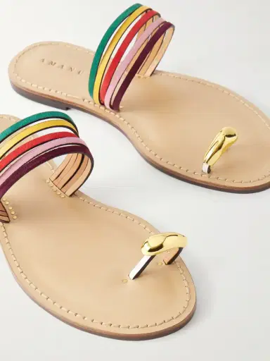 AMANU The Lusaka Embellished Leather-trimmed Suede Sandals | Thumbnail 5 AMANU The Lusaka Embellished Leather-trimmed Suede Sandals | Thumbnail 5