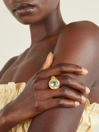 Simuero Lago Gold-plated Sterling Silver And Aquamarine Glass Ring | Thumbnail 2 Simuero Lago Gold-plated Sterling Silver And Aquamarine Glass Ring | Thumbnail 2