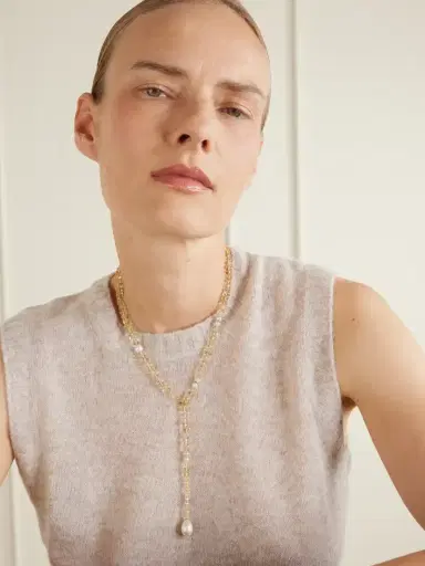 Loren Stewart Solstice Sautoir 14-karat Gold, Pearl And Citrine Beaded Necklace | Thumbnail 2