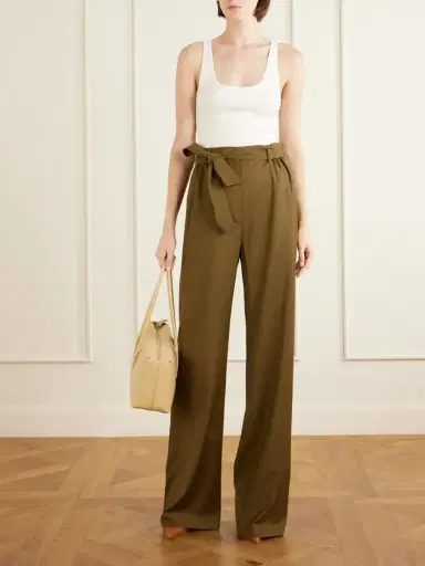 Max Mara Editto Belted Wool Grain De Poudre Wide-leg Pants | Thumbnail 2