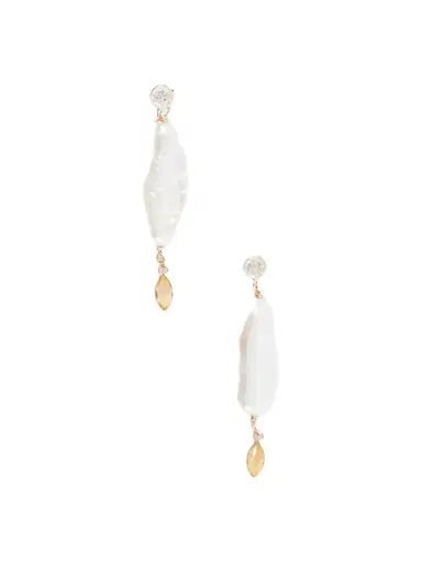 Loren Stewart Marisol 14-karat Gold, Citrine, Sapphire And Pearl Earrings | Thumbnail 1 Loren Stewart Marisol 14-karat Gold, Citrine, Sapphire And Pearl Earrings | Thumbnail 1