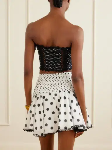 Charo Ruiz Noira Ruched Guipure Lace-trimmed Polka-dot Cotton-blend Voile Mini Skirt | Thumbnail 3 Charo Ruiz Noira Ruched Guipure Lace-trimmed Polka-dot Cotton-blend Voile Mini Skirt | Thumbnail 3