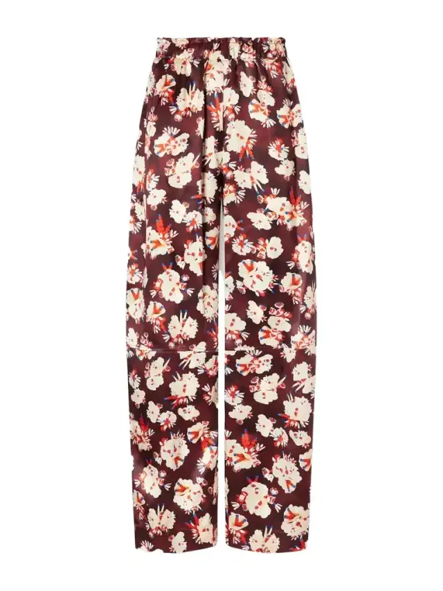 Rabanne Floral-print Wide-leg Silk Pants