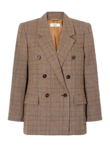 Chloé Double-breasted Checked Wool Blazer | Thumbnail 1 Chloé Double-breasted Checked Wool Blazer | Thumbnail 1