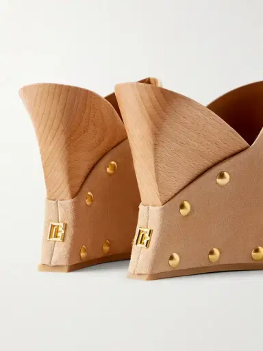 Balmain Suede Wedge Clogs | Thumbnail 5