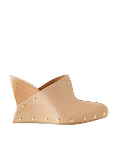 Balmain Suede Wedge Clogs | Thumbnail 1