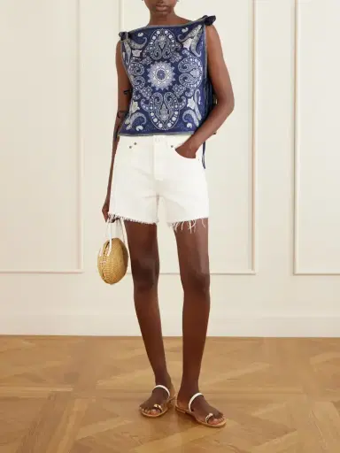 Sea Emilina Knotted Printed Linen And Cotton-blend Tank | Thumbnail 2 Sea Emilina Knotted Printed Linen And Cotton-blend Tank | Thumbnail 2