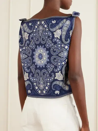 Sea Emilina Knotted Printed Linen And Cotton-blend Tank | Thumbnail 3 Sea Emilina Knotted Printed Linen And Cotton-blend Tank | Thumbnail 3