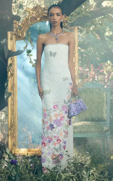 LA FUORI Bianca Moonlight Floral Embellished Tulle Midi Dress | Thumbnail 2 LA FUORI Bianca Moonlight Floral Embellished Tulle Midi Dress | Thumbnail 2