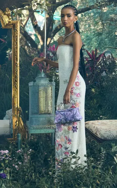 LA FUORI Bianca Moonlight Floral Embellished Tulle Midi Dress | Thumbnail 4 LA FUORI Bianca Moonlight Floral Embellished Tulle Midi Dress | Thumbnail 4