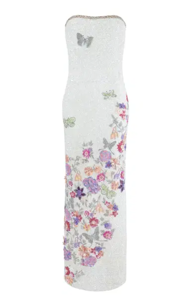 LA FUORI Bianca Moonlight Floral Embellished Tulle Midi Dress | Thumbnail 1 LA FUORI Bianca Moonlight Floral Embellished Tulle Midi Dress | Thumbnail 1