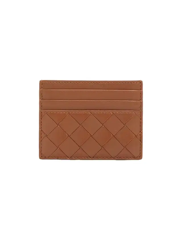 Bottega Veneta Women's Intrecciato Leather Card Case - Tannin Gold
