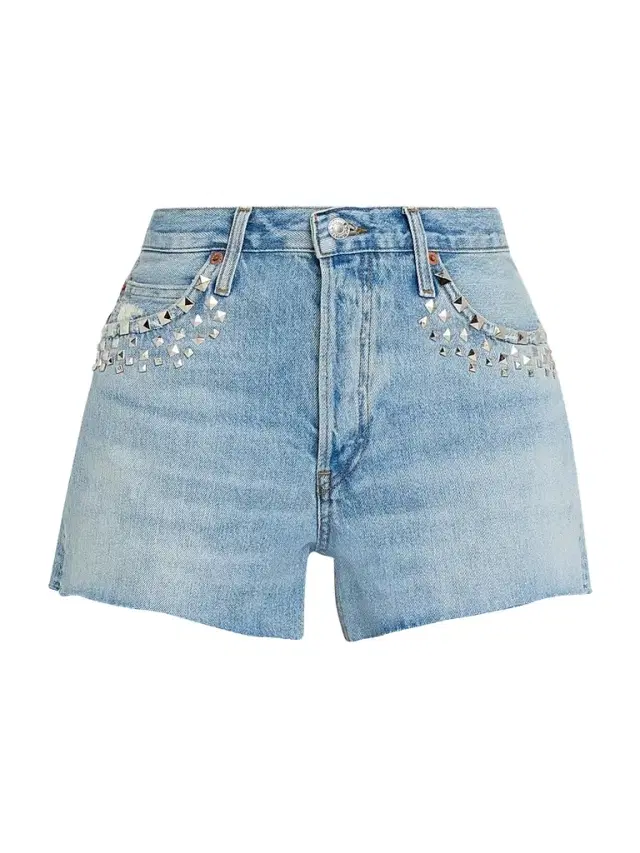 Re/done Women's The Breezy Studded Denim Shorts - Aged Worn Blue