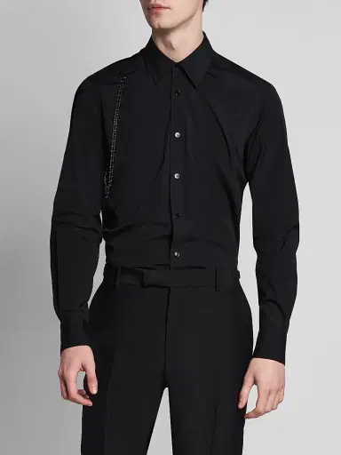 Alexander McQueen Men's Jewelry Harness Shirt - Black - Size 17.5 | Thumbnail 3 Alexander McQueen Men's Jewelry Harness Shirt - Black - Size 17.5 | Thumbnail 3