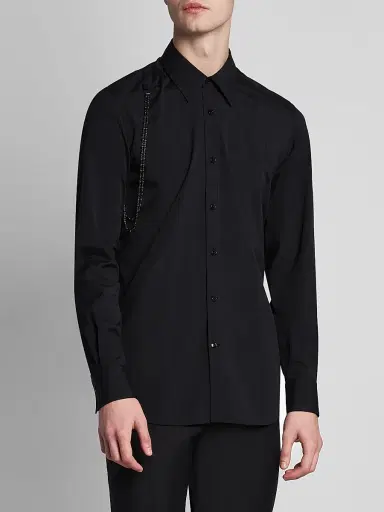 Alexander McQueen Men's Jewelry Harness Shirt - Black - Size 17.5 | Thumbnail 4 Alexander McQueen Men's Jewelry Harness Shirt - Black - Size 17.5 | Thumbnail 4
