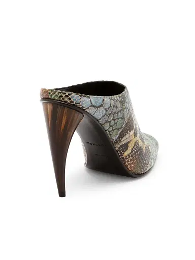Alexander McQueen Women's Horn 105MM Embossed-Leather Peep Toe Mules - Size 8.5 | Thumbnail 4