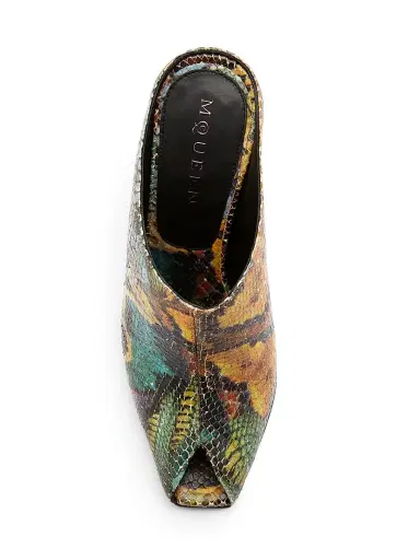 Alexander McQueen Women's Horn 105MM Embossed-Leather Peep Toe Mules - Size 8.5 | Thumbnail 5