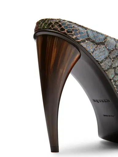 Alexander McQueen Women's Horn 105MM Embossed-Leather Peep Toe Mules - Size 8.5 | Thumbnail 6