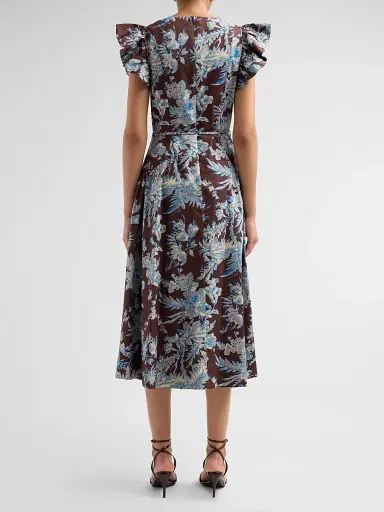Elie Tahari Women's The Eloise Floral Cotton Midi Dress - Floral Earth Print - Size 16 | Thumbnail 3