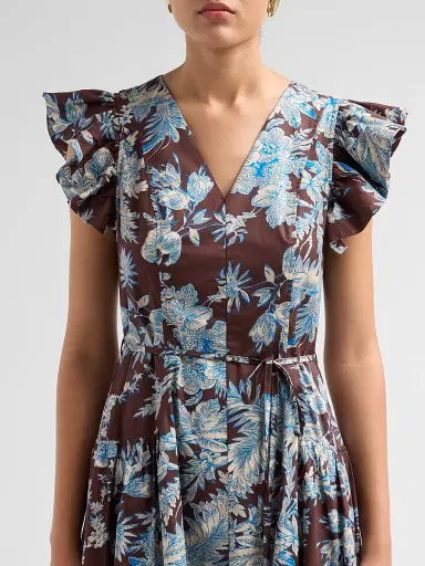 Elie Tahari Women's The Eloise Floral Cotton Midi Dress - Floral Earth Print - Size 16 | Thumbnail 5
