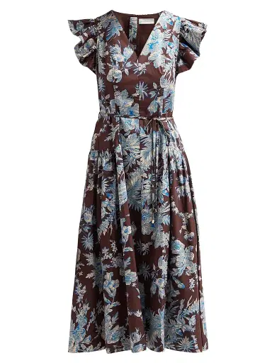 Elie Tahari Women's The Eloise Floral Cotton Midi Dress - Floral Earth Print - Size 16 | Thumbnail 1