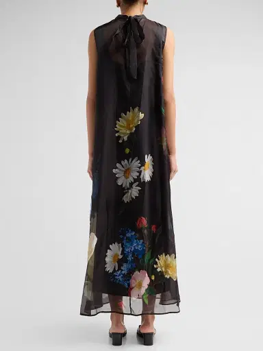Elie Tahari Women's July The Christina Floral Sheer-Overlay Maxi Dress - Moon Flower Print | Thumbnail 3 Elie Tahari Women's July The Christina Floral Sheer-Overlay Maxi Dress - Moon Flower Print | Thumbnail 3