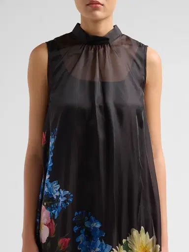 Elie Tahari Women's July The Christina Floral Sheer-Overlay Maxi Dress - Moon Flower Print | Thumbnail 5 Elie Tahari Women's July The Christina Floral Sheer-Overlay Maxi Dress - Moon Flower Print | Thumbnail 5