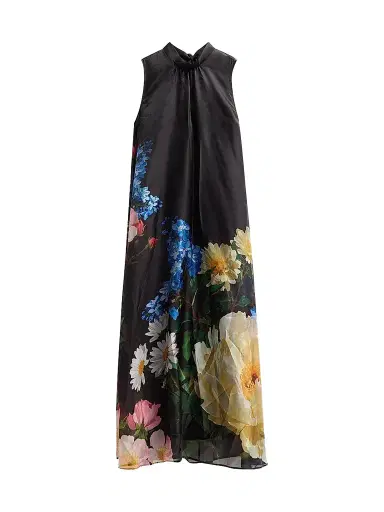 Elie Tahari Women's July The Christina Floral Sheer-Overlay Maxi Dress - Moon Flower Print | Thumbnail 1 Elie Tahari Women's July The Christina Floral Sheer-Overlay Maxi Dress - Moon Flower Print | Thumbnail 1