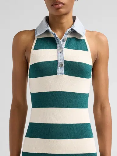 SEROYA Women's Jones Striped Sleeveless Polo Mini Dress | Thumbnail 5 SEROYA Women's Jones Striped Sleeveless Polo Mini Dress | Thumbnail 5