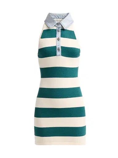 SEROYA Women's Jones Striped Sleeveless Polo Mini Dress | Thumbnail 1 SEROYA Women's Jones Striped Sleeveless Polo Mini Dress | Thumbnail 1