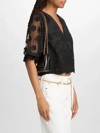 Ramy Brook Women's Esmeralda Embroidered Blouse - Black Embroidery - Size XL | Thumbnail 4