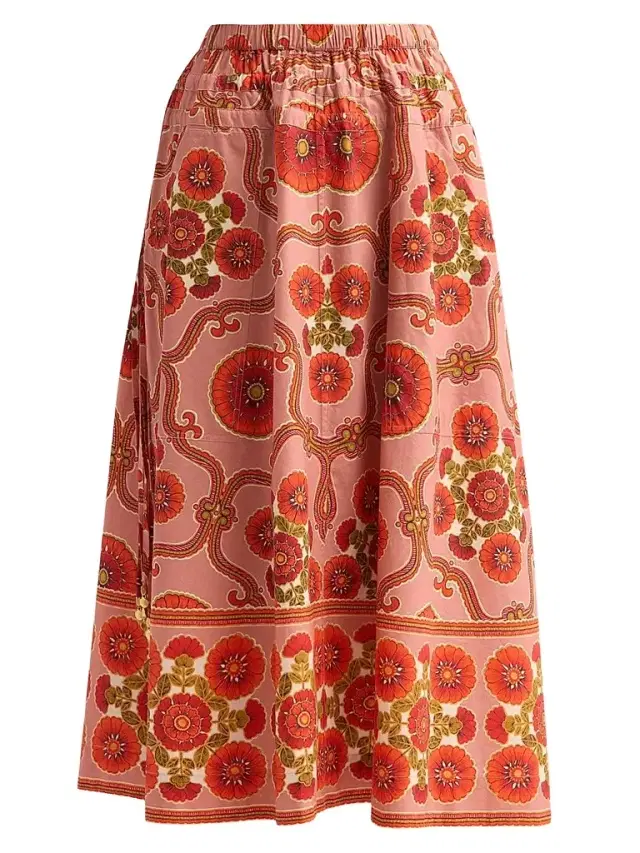 Cara Cara Women's Meret Printed Poplin Midi Skirt - Mod Floral Brick