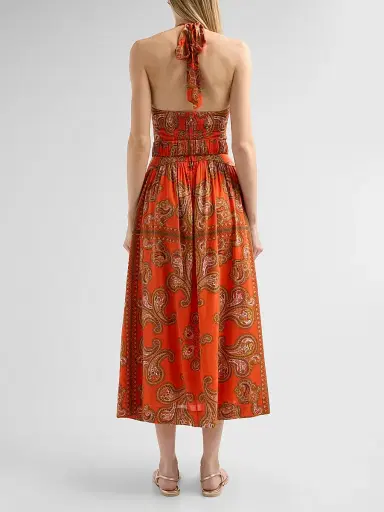 Cara Cara Women's Dena Paisley Halterneck Midi Dress - Sierra Paisley Orange | Thumbnail 3