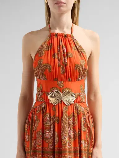 Cara Cara Women's Dena Paisley Halterneck Midi Dress - Sierra Paisley Orange | Thumbnail 5