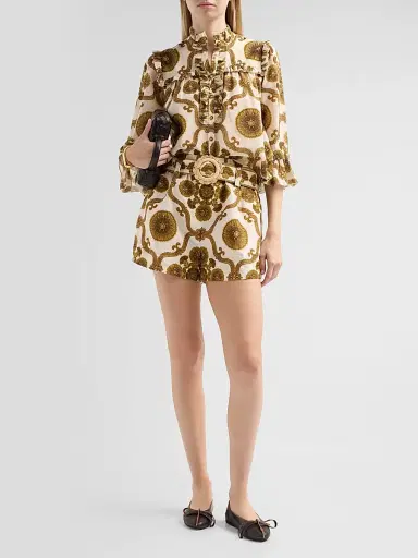 Cara Cara Women's Bosco Printed High-Rise Shorts - Mod Floral Olive | Thumbnail 2