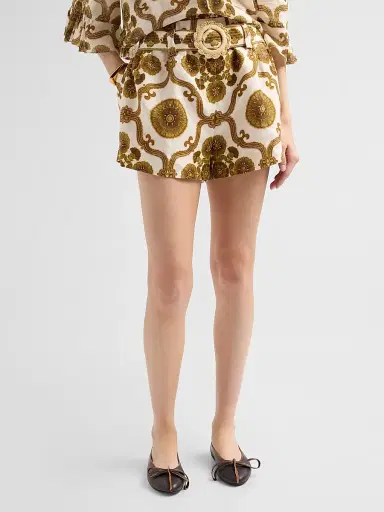 Cara Cara Women's Bosco Printed High-Rise Shorts - Mod Floral Olive | Thumbnail 4