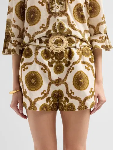 Cara Cara Women's Bosco Printed High-Rise Shorts - Mod Floral Olive | Thumbnail 5