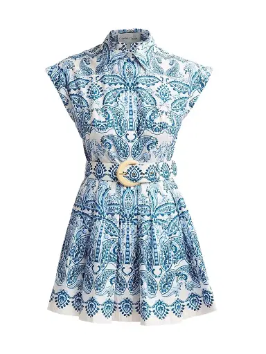 Cara Cara Women's Octavia Paisley Cotton Poplin Mini Dress | Thumbnail 1 Cara Cara Women's Octavia Paisley Cotton Poplin Mini Dress | Thumbnail 1
