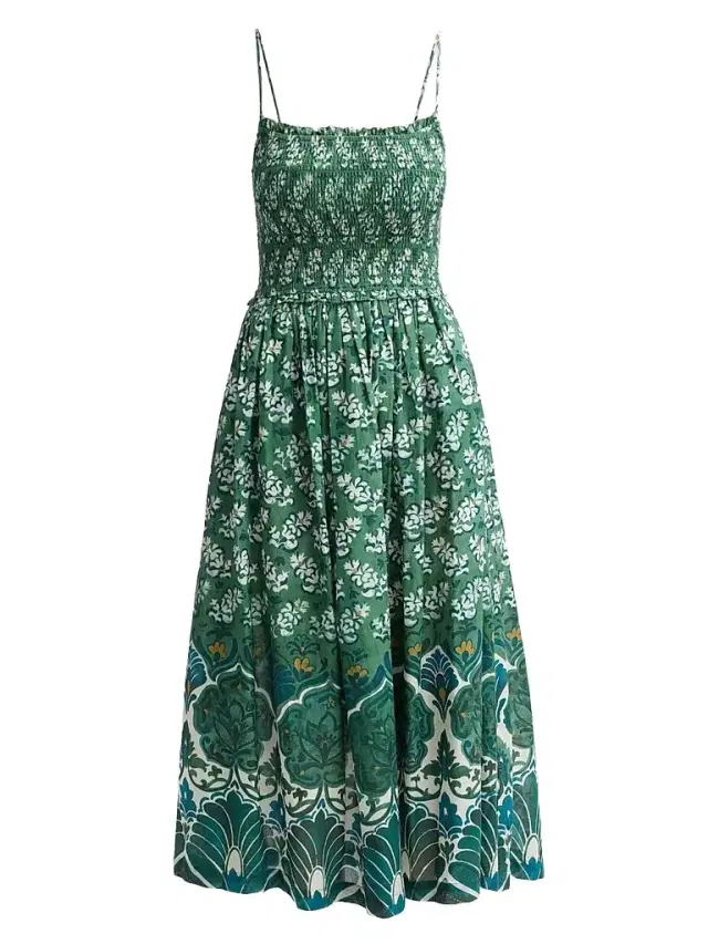 Cara Cara Women's Carmen Floral A-Line Midi Dress - Samara Green