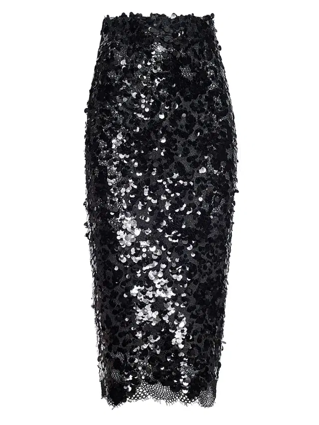 Women's Makena Lace Pencil Skirt - Black