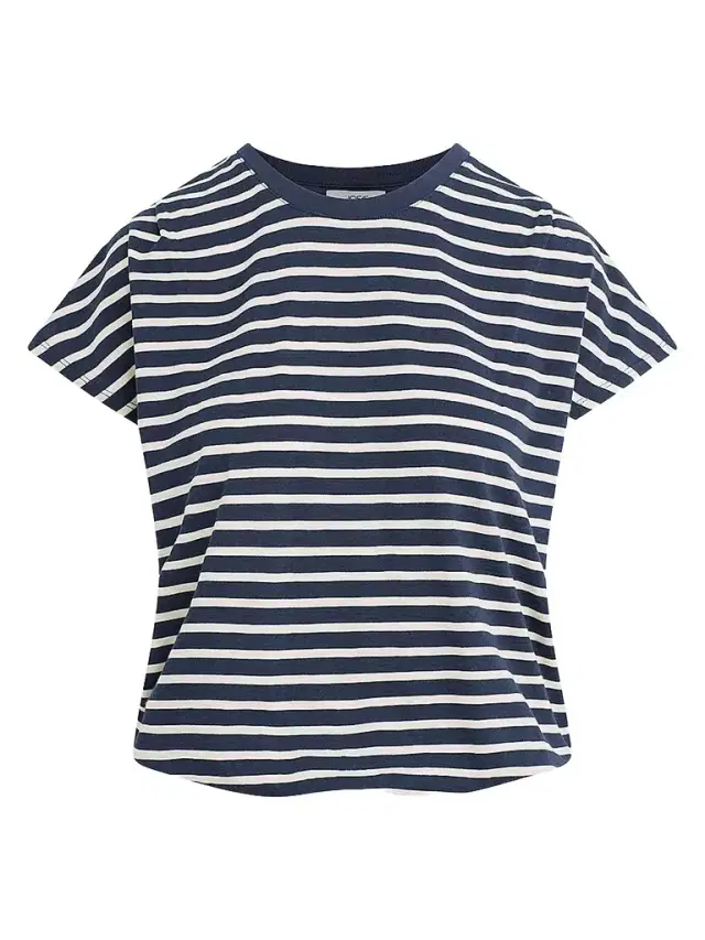 Women's The Bubble Striped Cotton-Blend T-Shirt - Navy Ecru Stripe