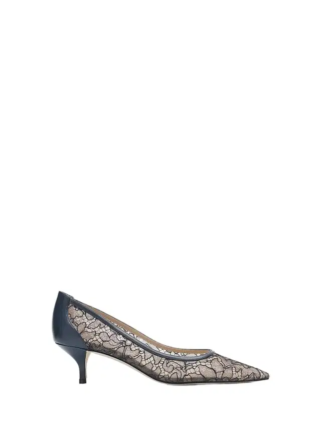 Stuart Weitzman Women's Stuart Power 50MM Floral Lace Kitten-Heel Pumps - Deep Sea Blue