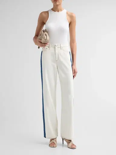 rag & bone Women's Logan Contrast-Striped Wide-Leg Jeans - Dark Indigo Bleach - Size 32 | Thumbnail 2 rag & bone Women's Logan Contrast-Striped Wide-Leg Jeans - Dark Indigo Bleach - Size 32 | Thumbnail 2