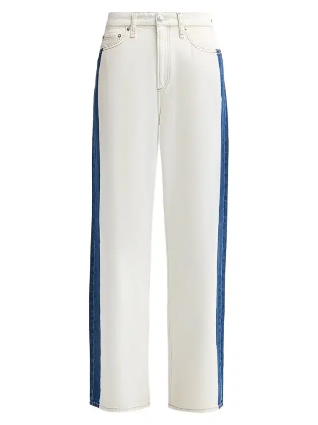 Women's Logan Contrast-Striped Wide-Leg Jeans - Dark Indigo Bleach
