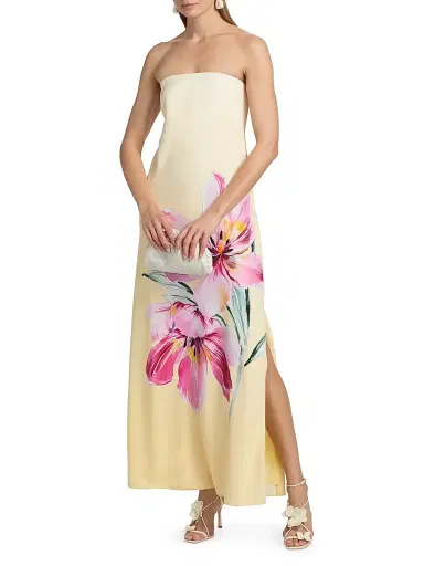 Milly Women's Vera Printed Strapless Maxi Dress - Pale Yellow Pink - Size 12 | Thumbnail 2 Milly Women's Vera Printed Strapless Maxi Dress - Pale Yellow Pink - Size 12 | Thumbnail 2